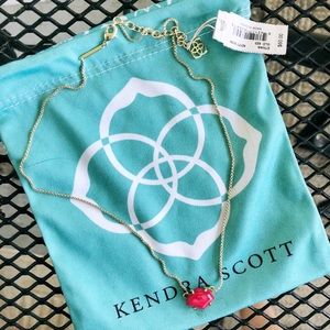 Ethan Gold Pendant Necklace in Red Mother of Pearl